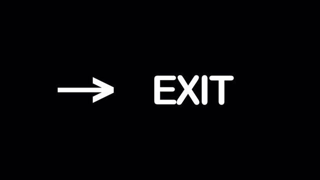 logout exit animation with  exit sign with arrow in transparent background exit animation in 4K animation with alpha channel