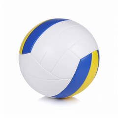 Fototapeta premium Professional Blue and Yellow Indoor Volleyball Ball - Official Leather Competition Equipment Isolated on White Background