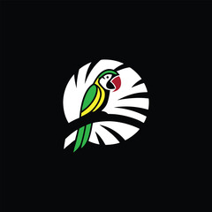 Obraz premium Vibrant Parrot Emblem in White Circle