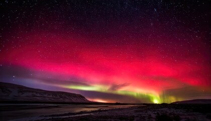 Obraz premium Spectacular Aurora Borealis Display Over Icelands Winter Landscape.