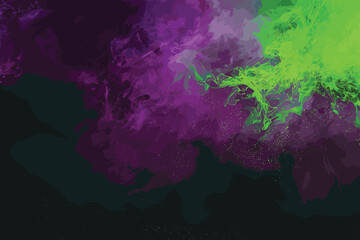 Dynamic abstract background featuring vibrant purple and lime green smoke textures ideal for modern digital art web design or creative projects
