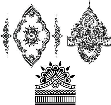 Arabic Style Henna Ornament and Exotic Paisley Border Design