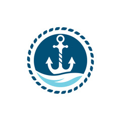anchor logo design in sea waves