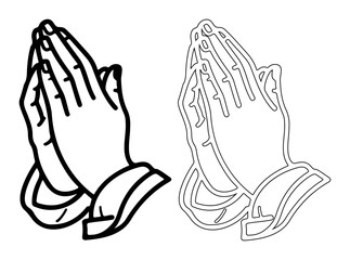 Praying hands icon line art vector template
