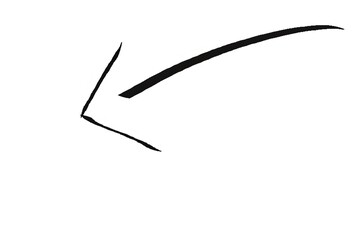 Black Hand Drawn Curved Left Arrow Sketch.