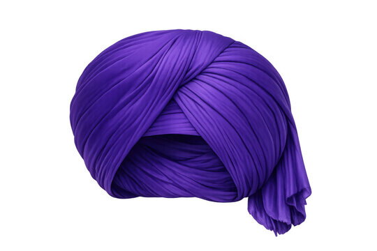 Purple sikh dastar turban, traditional indian pagri headwear, cultural and religious garment, 3d illustration with transparent background
