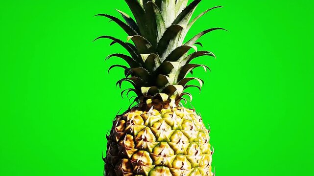 Fresh pineapple on green background