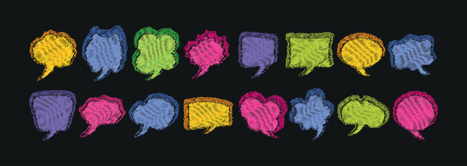 Abstract Colorful Speech Bubble and Heart Shape Vector Collection, Hand Painted Watercolor Love Symbols, Creative Scribble Art Elements, Pink Paper Style Design Set