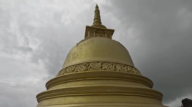 Golden Stupa at Kirinda Temple, Sri Lanka, Sacred Buddhist Landmark
