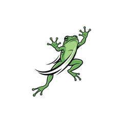 Obraz premium A green frog leaping dynamically with water splash effect illustration