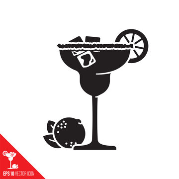 Margarita cocktail vetor glyph icon. Tropical drink symbol.