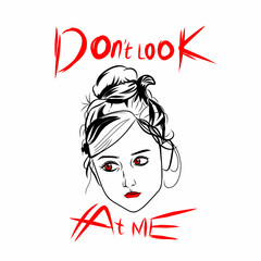 Creepy Horror Girl Illustration With Red Eyes