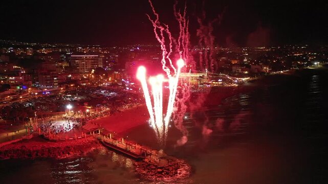 Independence Day Fireworks in Nahariya over the Mediterranean Coast, Israel