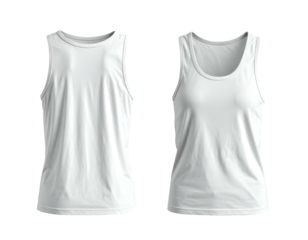 Two plain white tank tops, one crew neck, one scoop neck