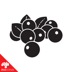 Heap of blueberries with leaves vector icon.
