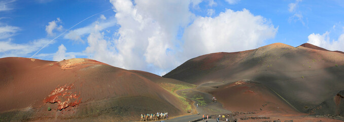 Nationalpark Timanfaya Insel Lanzarote, Kanaren, Spanien, Europa, Panorama 