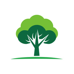 Obraz premium Stylized green tree graphic art, simplified eco design emblem, isolated abstract botanical, vector