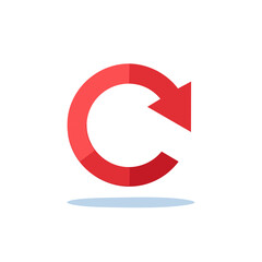 Red Circular Arrow Symbol Indicates Rotation Direction or Refreshing Process