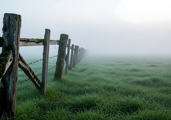 Misty morning fence