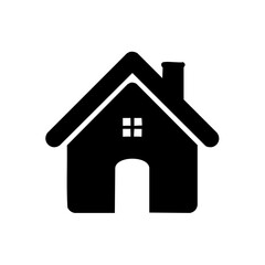 Fototapeta premium Simple Black House Icon for Web and Graphic Design Needs Featuring a Roof Chimney Window and Door