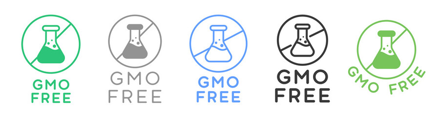 GMO free Product Icon Bagde Signs Vector Design.