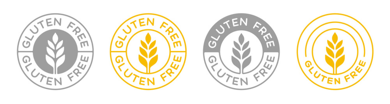 Gluten Free Icon Vector Stickers Set. Celiac Diet Signs Collection.