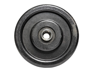 An image of a weight plate for gym exercises, seen from above Isolated Transparent Background, PNG