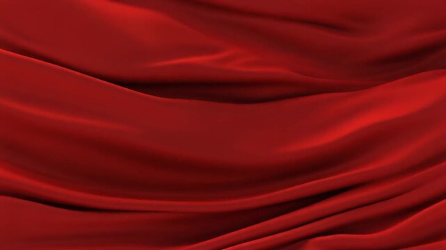 Solid Red Flag Waving Against Clear Blue Sky