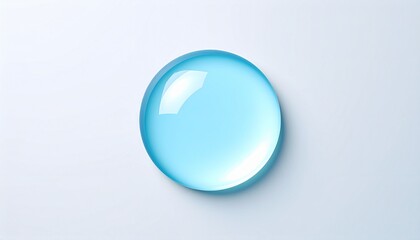 白背景に浮かぶ透明感のある青い水滴の3Dアイコン・背景素材