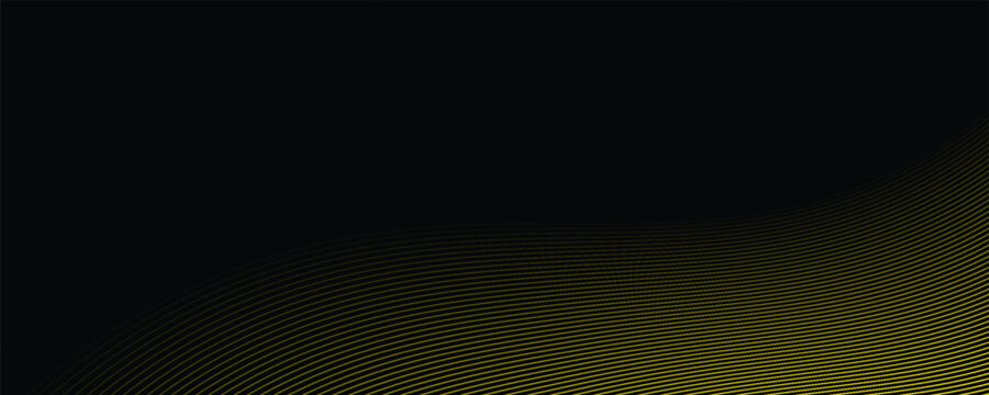 Black abstract backround with yellow curve line for backdrop or presentation