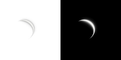Bright White Glowing Crescent Moon Shape On Transparent Background PNG © Tomash