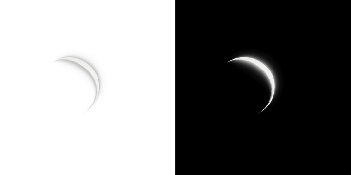 Bright White Glowing Crescent Moon Shape On Transparent Background PNG