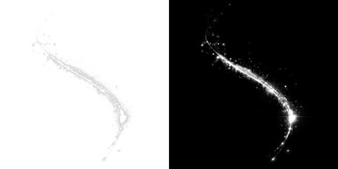 Obraz premium Vertical White Glitter Sparkle Wave Line On Transparent Background PNG