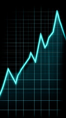 Vibrant upward trend of data visualizing growth and progress in technology and finance sectors through a sleek digital graph