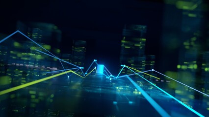Futuristic digital data network with glowing blue connection lines on dark background