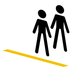 "Stand behind yellow line" icon or sign for bus or train stop