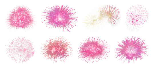 Obraz premium PNG Vibrant pink fireworks display, element set on transparent background