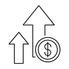 Revenue Increase Symbol Outline On Transparent Background
