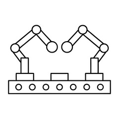 Robotic Arm Assembly Line Line Art Vector On Transparent Background