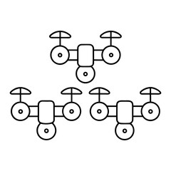 Robotic Drone Swarm Line Art Vector On Transparent Background