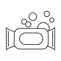 Soap Bar With Wrapper Line Art Vector On Transparent Background