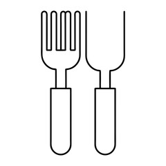 Stainless Steel Fork Line Art Vector On Transparent Background