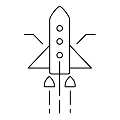 Startup Rocket Launching Outline Icon On Transparent Background