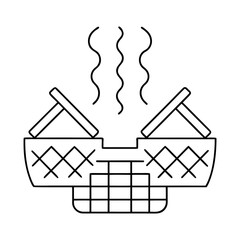 Steam Basket Bamboo Style Line Art Vector On Transparent Background