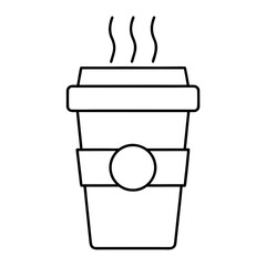 Takeaway Coffee Cup Line Art Vector On Transparent Background