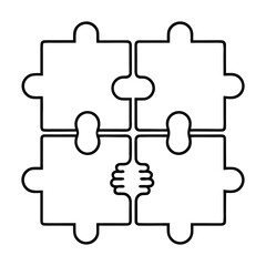 Teamwork Puzzle Outline Icon On Transparent Background