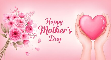 Happy mother's day wishes with beautiful pink roses and heartfelt love