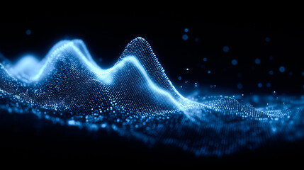 Vibrant blue waves of light creating a mesmerizing digital landscape in futuristic aesthetics