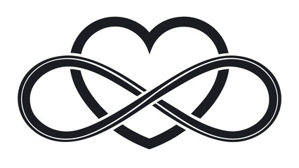 Elegant heart infinity symbol in modern black and white design