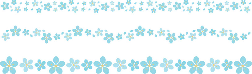 かわいい桜のライン3種セット　ブルー